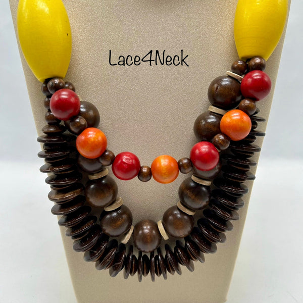 "Anemone", Coconut Shells & Wood necklace