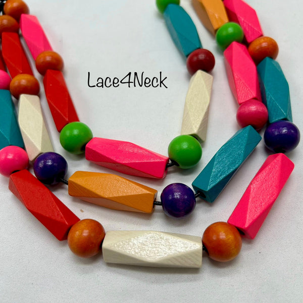 "Bohéme", Wood & Wax Cord necklace