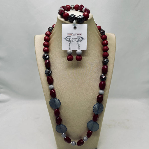 “Bordeaux”, Acrylic & Wood necklace