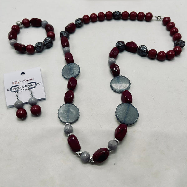 “Bordeaux”, Acrylic & Wood necklace