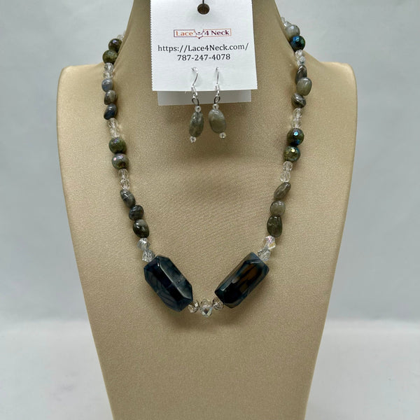 "Brick", Agate & Labradorite necklace