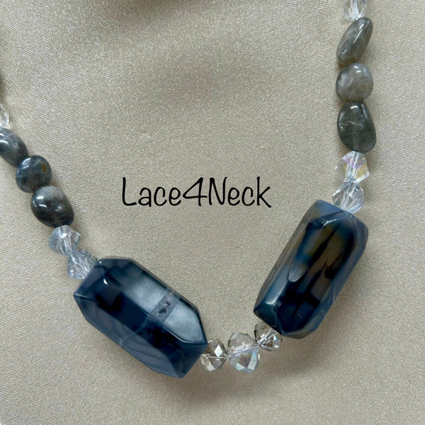 "Brick", Agate & Labradorite necklace