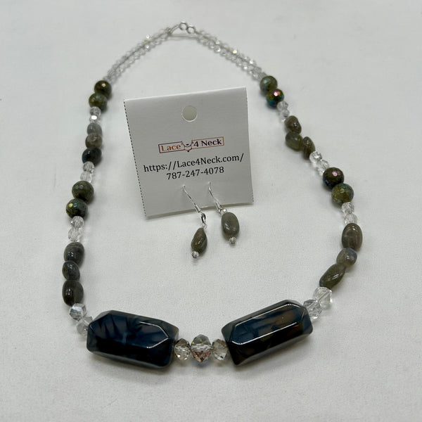 "Brick", Agate & Labradorite necklace