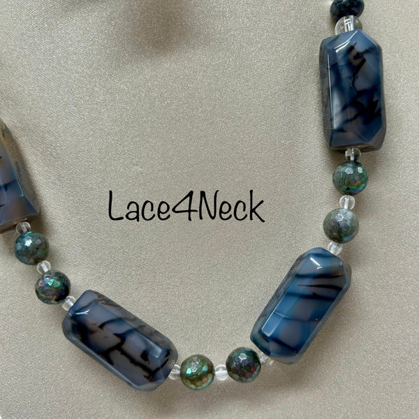 "Brick", Agate & Labradorite necklace