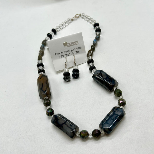 "Brick", Agate & Labradorite necklace