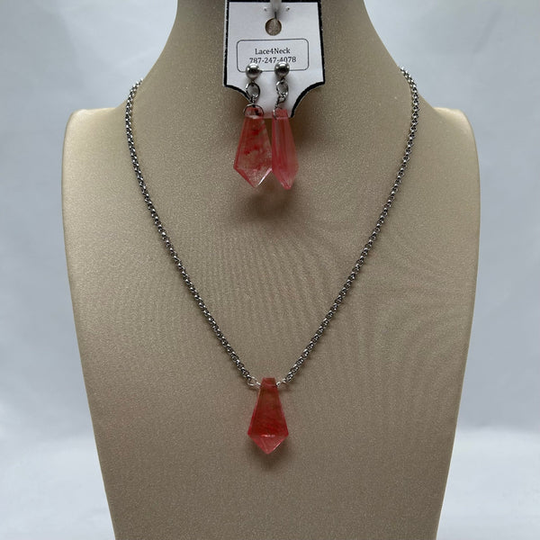 Cherry Quartz Chain Set