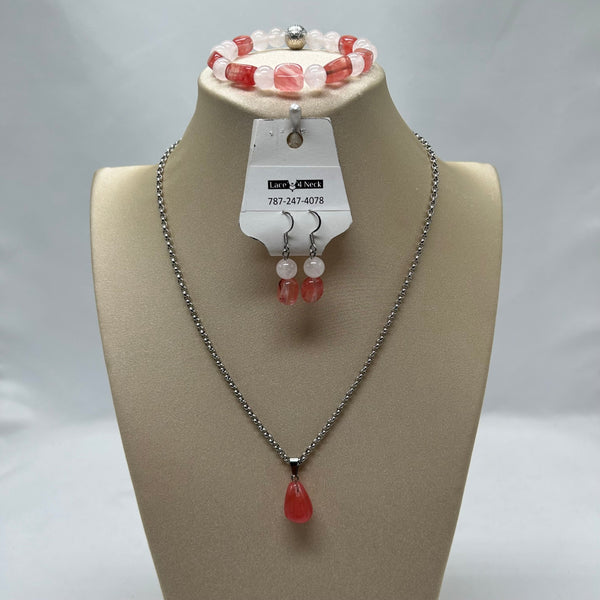 Cherry Quartz Chain Set