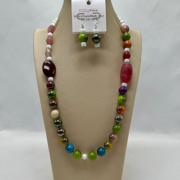 “Color Wheel”, Glass & Porcelain necklace