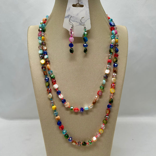 “Coral Prisma”, Glass & Shell necklace