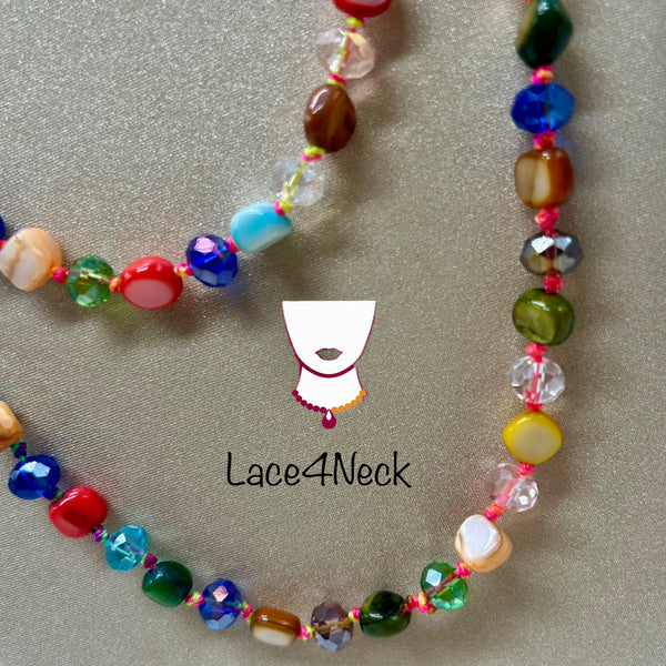 “Coral Prisma”, Glass & Shell necklace