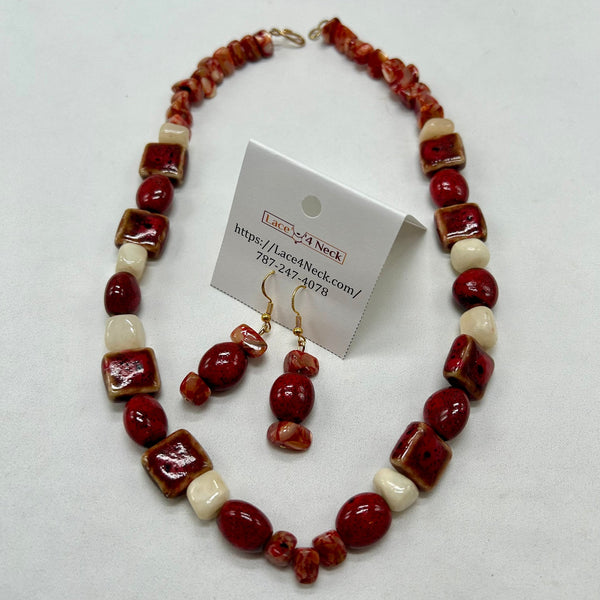 "Crab", Milky Quartz, Ceramic, & Shell necklace