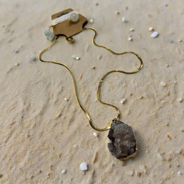 Druzy Agate in SS chain