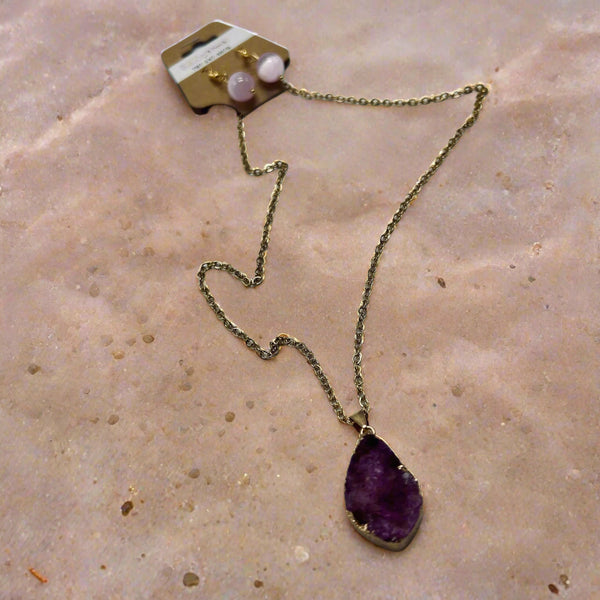 Druzy Agate in SS chain