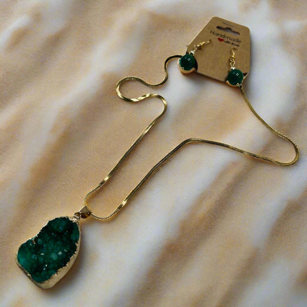 Druzy Agate in SS chain