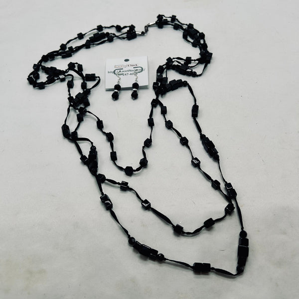 “Ebana”, Black Obsidian 3-Layer necklace