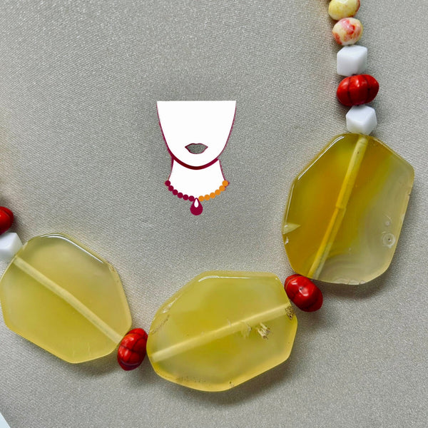 “Enchanted”, Agate, Glass & Magnesite necklace