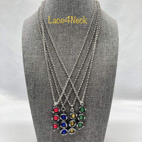 "Energy 13', Cat Eye and Hematite SS chain