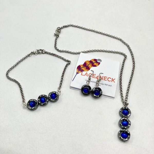 "Energy 13', Cat Eye and Hematite SS chain