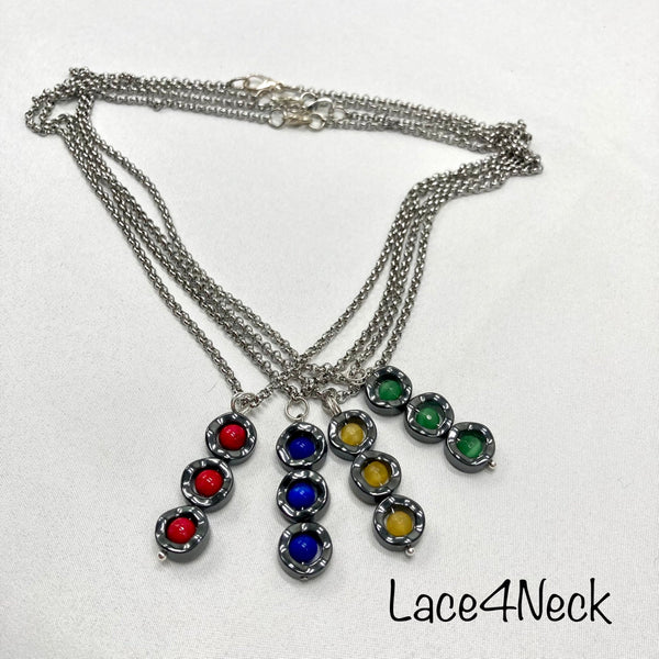 "Energy 13', Cat Eye and Hematite SS chain