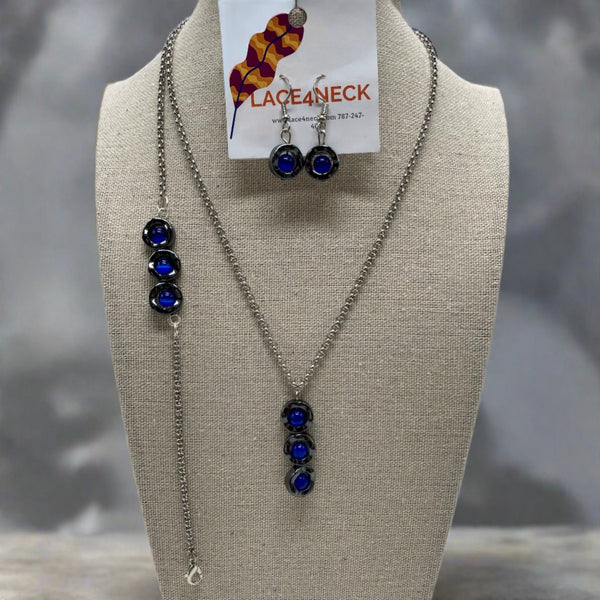 "Energy 13', Cat Eye and Hematite SS chain