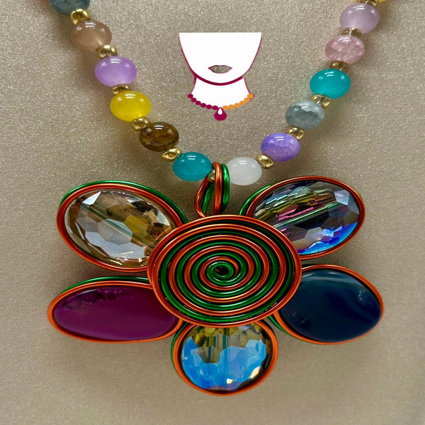 “Flor de Cores”, Crackled Glass necklace
