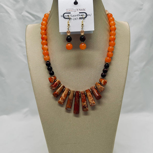 “Gradual”, Cat Eye, Glass & Imperial Jasper necklace