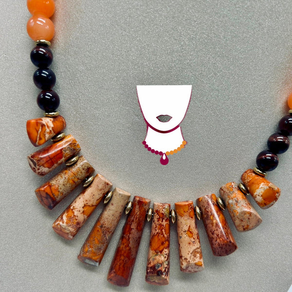 “Gradual”, Cat Eye, Glass & Imperial Jasper necklace