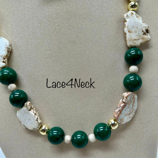 “Green River”, Fossil & Magnesite necklace