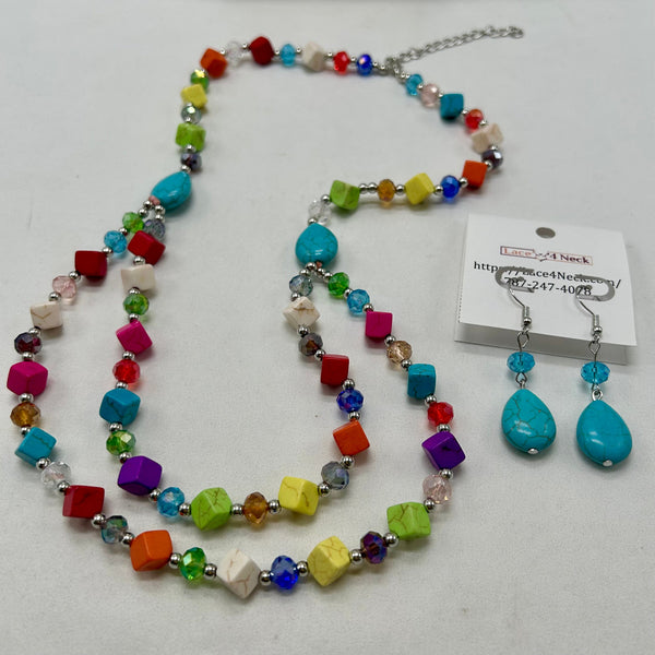 “Harlequin”, Mixed Color Howlite necklace