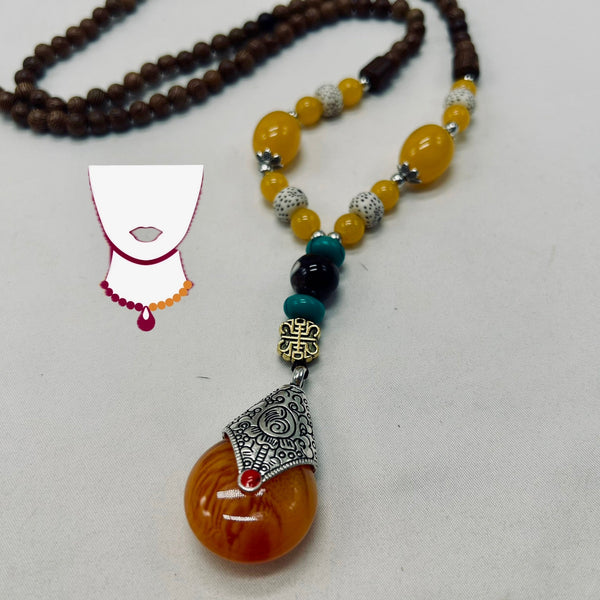 “Khaki”, Acrylic & Wood necklace
