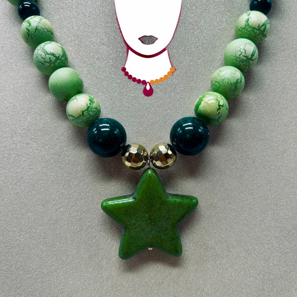“Kruisement”, Glass, Jade & Magnesite necklace