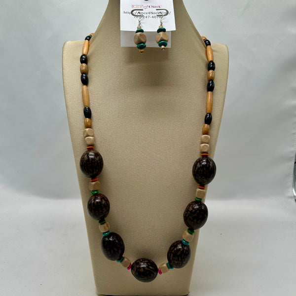 “Nut”, Buri Palm Nut & Wood necklace