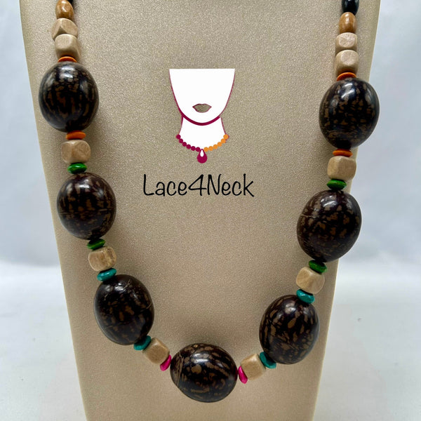 “Nut”, Buri Palm Nut & Wood necklace