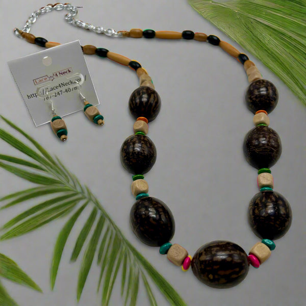 “Nut”, Buri Palm Nut & Wood necklace