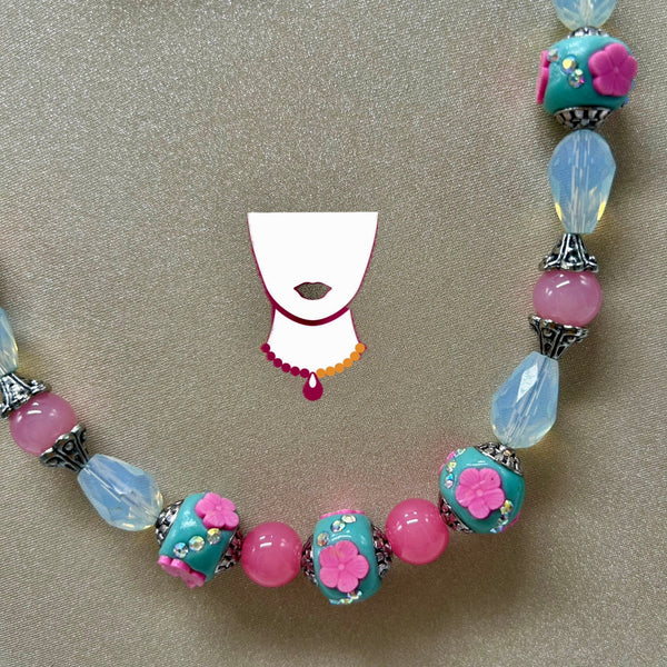 “Peony”, Tibetan Style Clay & Glass necklace