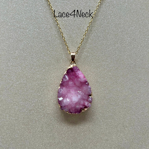 Druzy Agate in SS chain