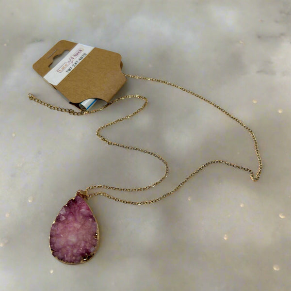 Druzy Agate in SS chain
