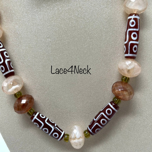 "Planets", agate & glass beads