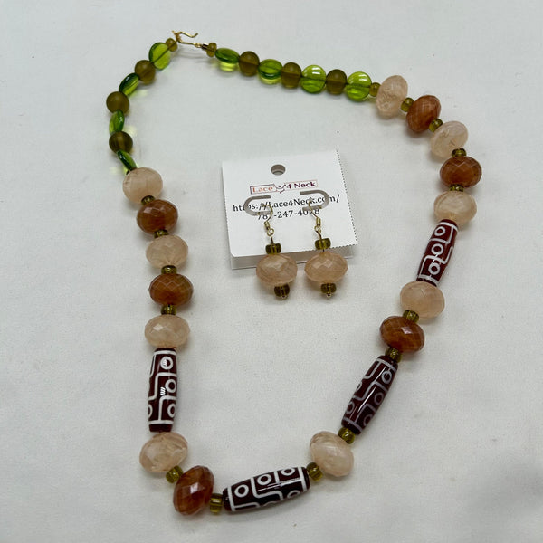 "Planets", agate & glass beads