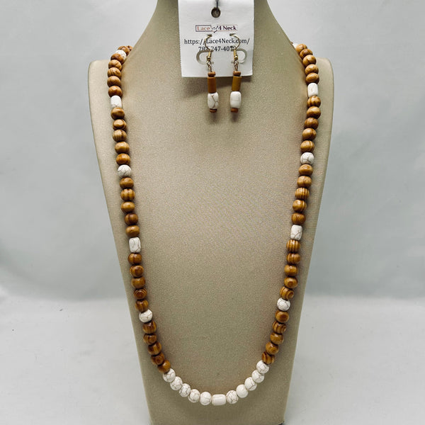 "Zuria" Wood & Howlite necklace