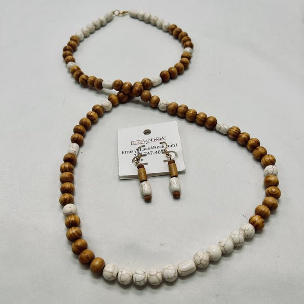 "Zuria" Wood & Howlite necklace