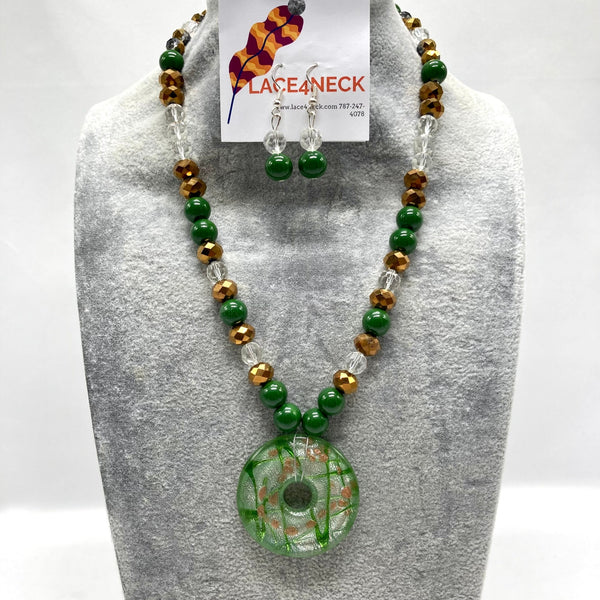 “Doughnut”, Blown Glass & Glass necklace