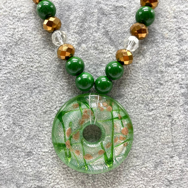 “Doughnut”, Blown Glass & Glass necklace