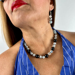 Aquamarine, Obsidian "Dream" necklace