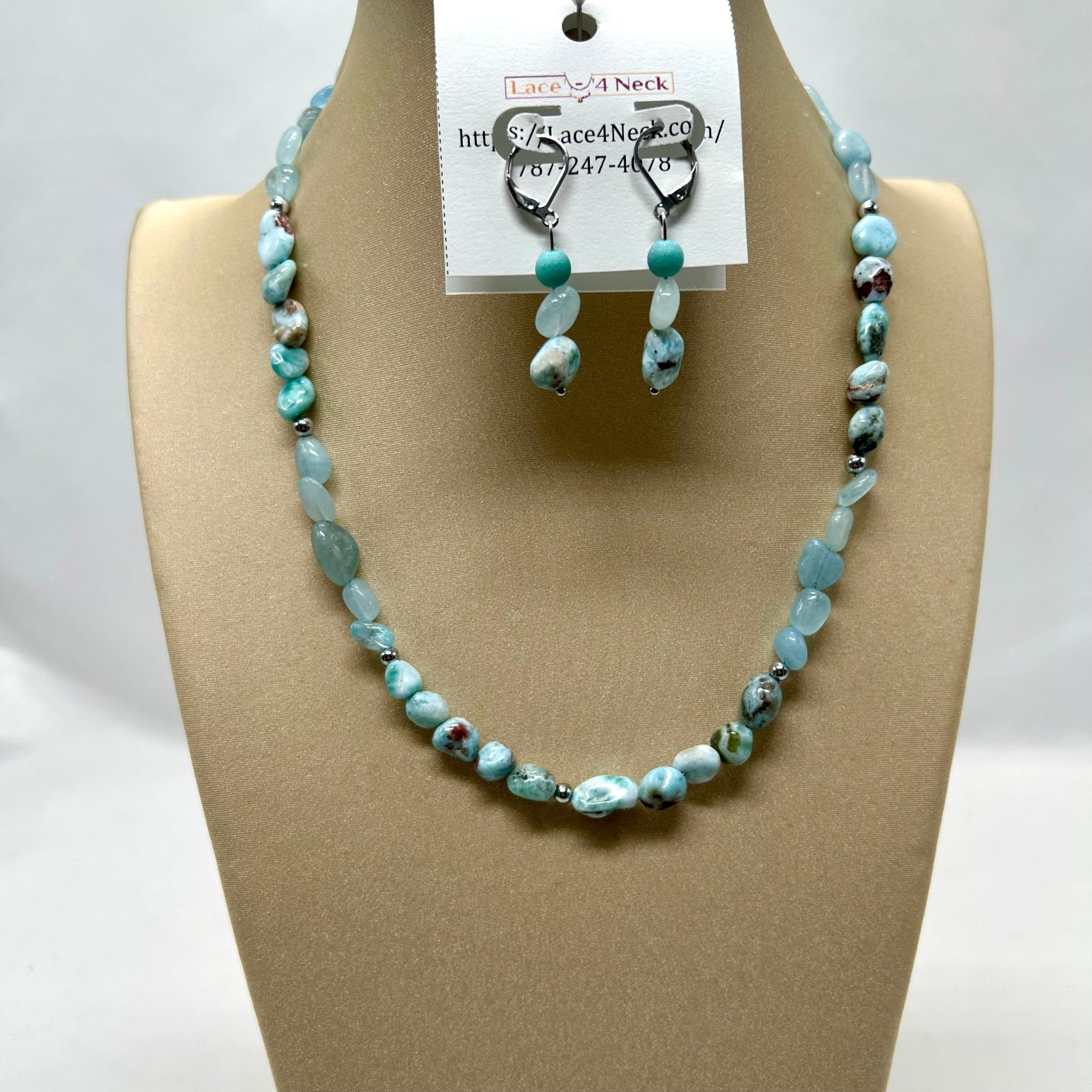 “Aguamar”, Aquamarine & Larimar necklace