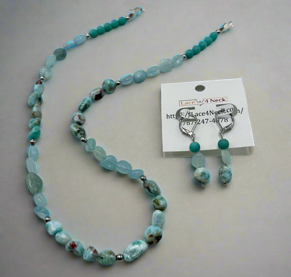 “Aguamar”, Aquamarine & Larimar necklace