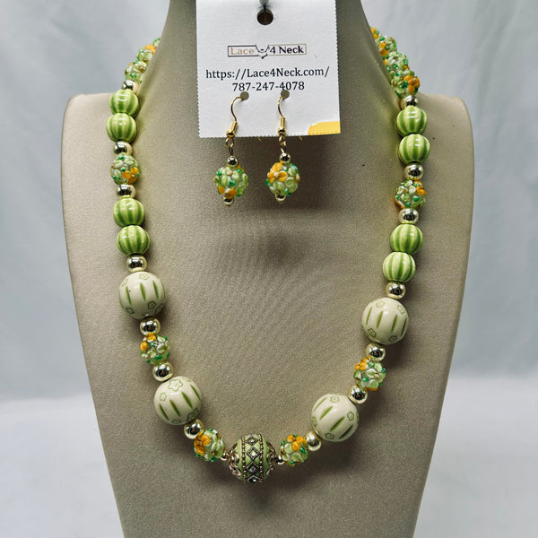 “Alicia,” Cat Eye, Lampwork, Porcelain necklace