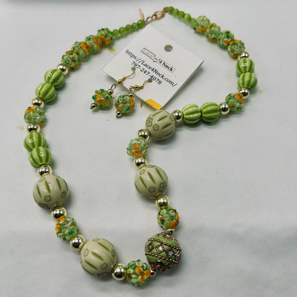 “Alicia,” Cat Eye, Lampwork, Porcelain necklace