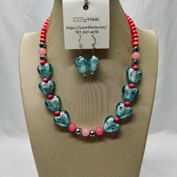 “Alma Iris,” Foil Glass & Acrylic necklace