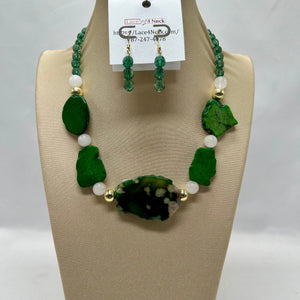 “Althea”, Chalcedony, Magnesite & Jade necklace